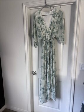 Floral Wrap Maxi Dress in Sage Green
